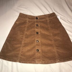 brown corduroy button up pencil skirt
